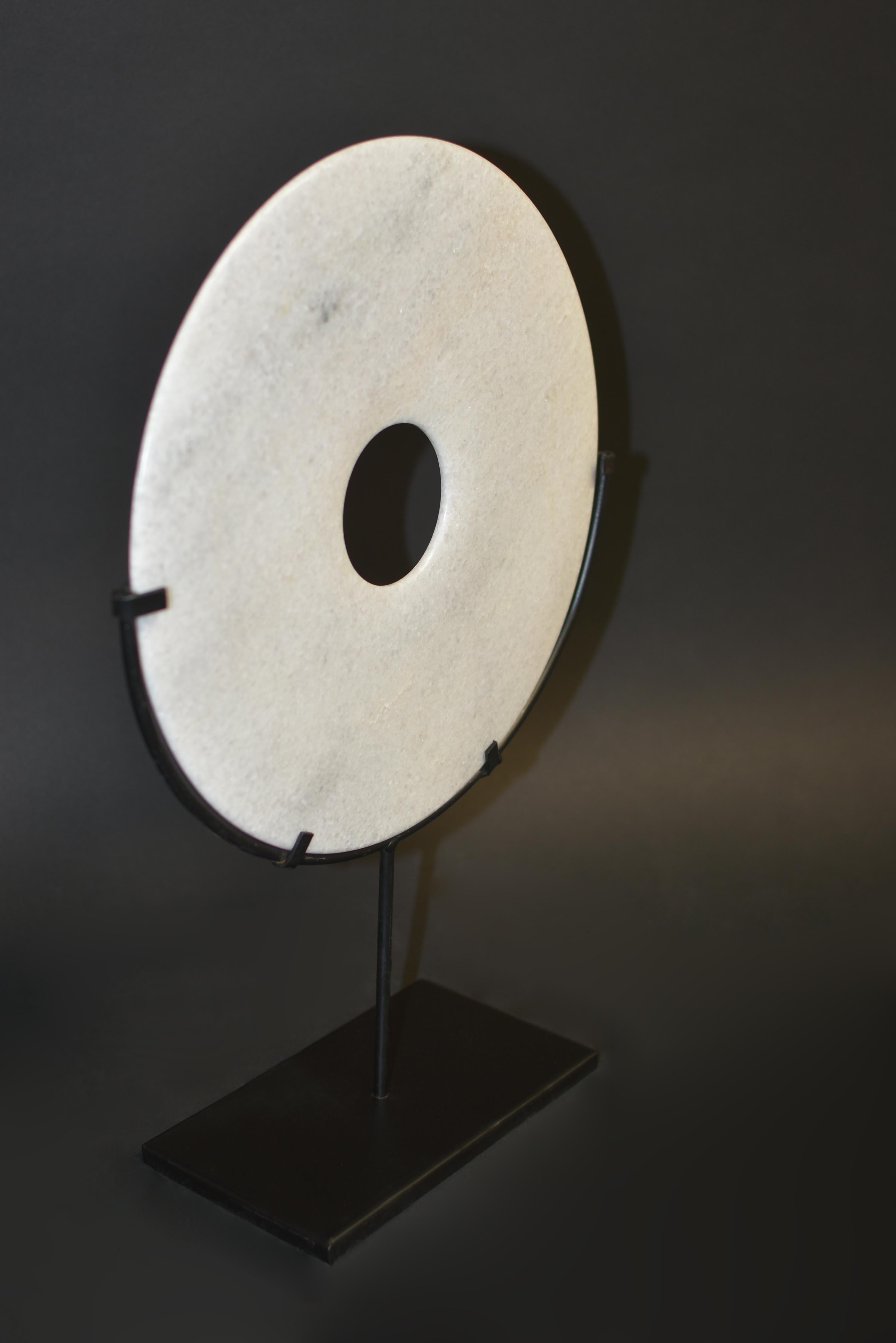 Prehistoric White Ceremonial Granite Bi Disc For Sale