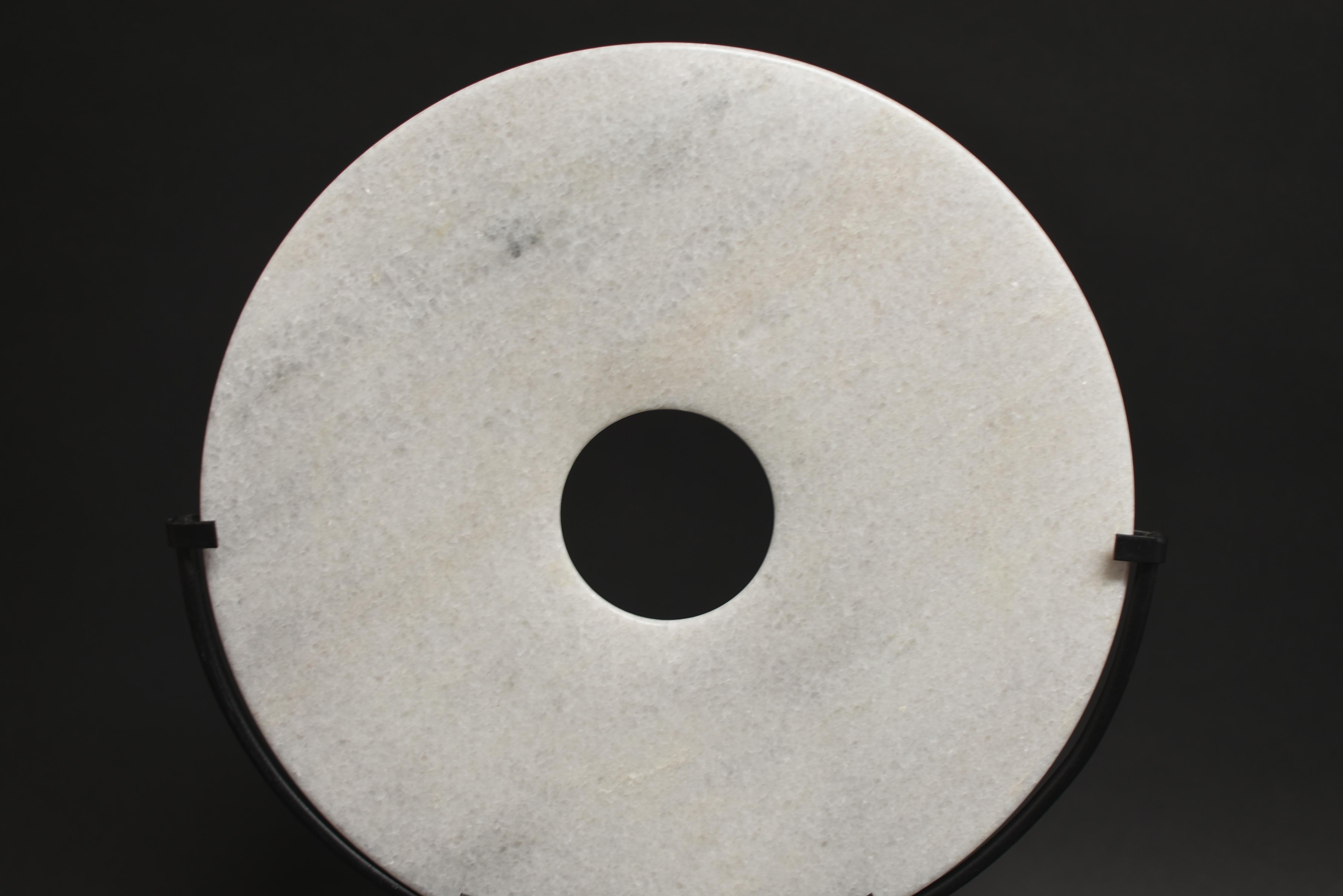 Chinese White Ceremonial Granite Bi Disc For Sale