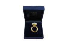White Chalcedony Yellow Gold-Plated Cocktail Ring