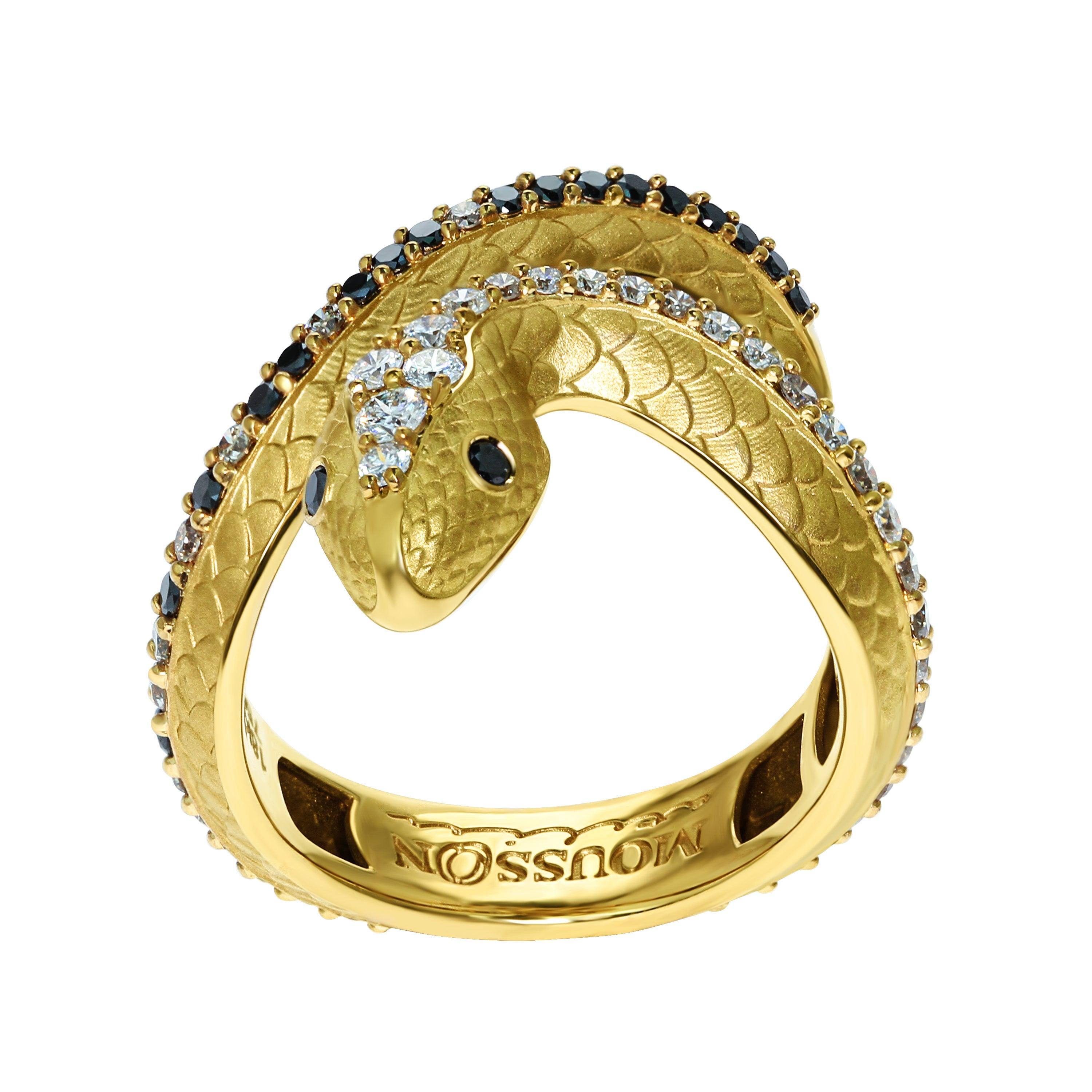 Suite aus Schlangenschlangen aus 18 Karat Gelbgold mit weißenenen, Champagner- und schwarzen Diamanten () 12