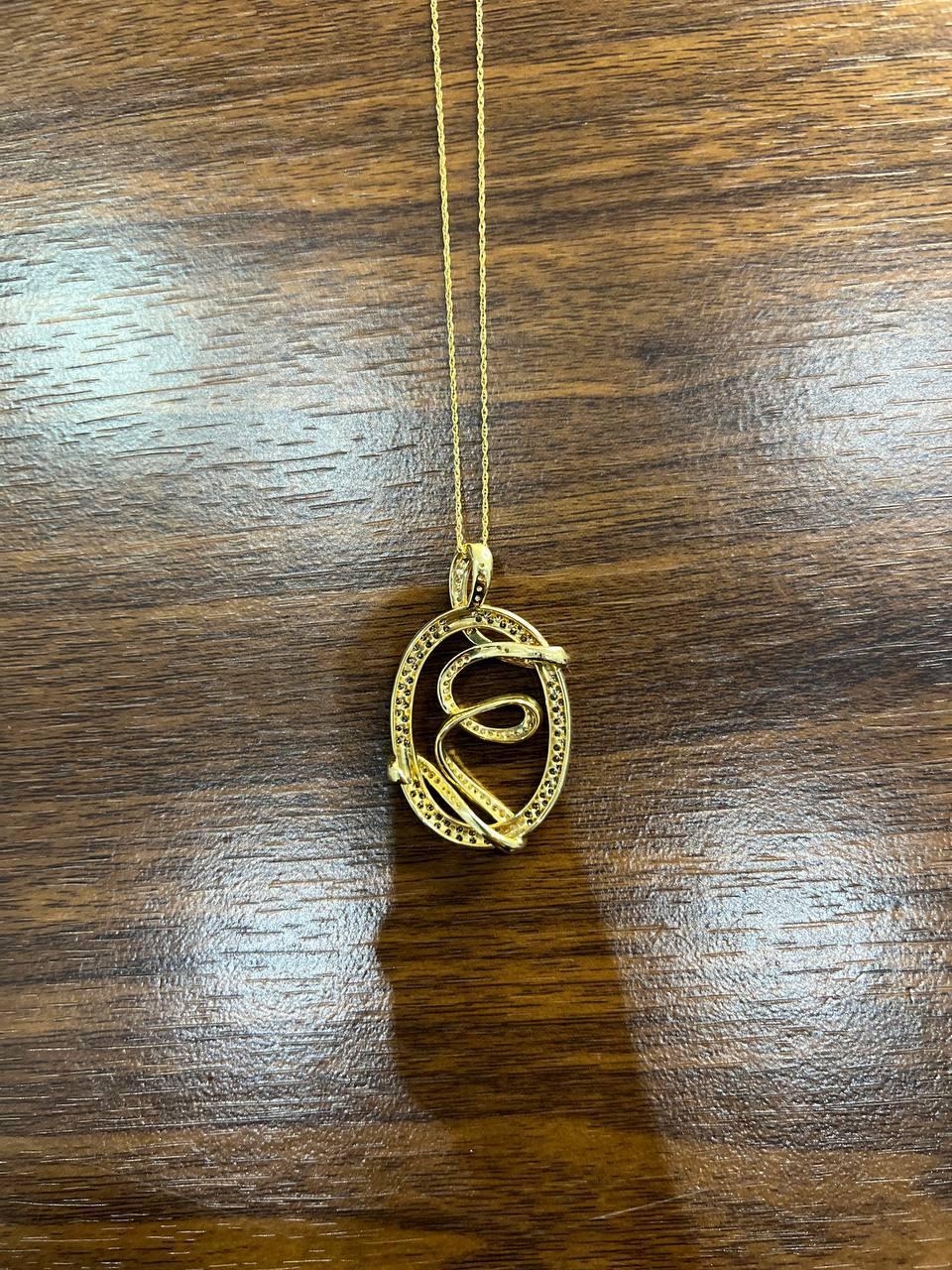 Whiting Champagne Cognac Diamonds 14K Yellow Gold Collana con ciondolo a vortice in vendita 5