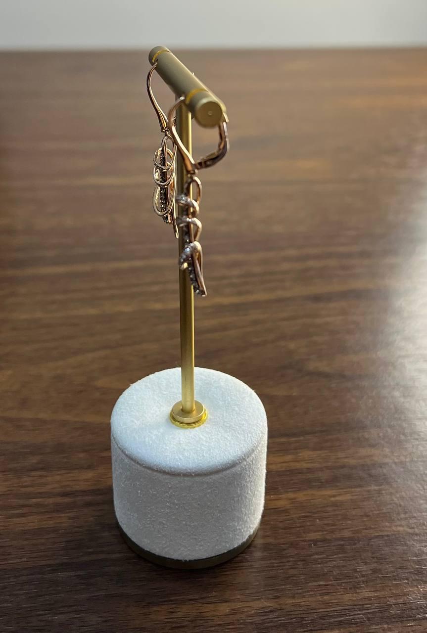 Donna Orecchini a goccia a spirale in oro rosa 18 carati con diamanti Whiting Champagne Cognac in vendita