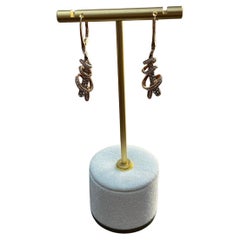 Statement-Tropfen-Ohrringe in Weiß, Champagner, Cognac, Diamanten, 18K Roségold, Wirbel
