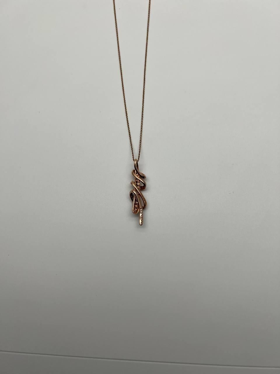 Collana con ciondolo a vortice in oro rosa 18 carati Whiting Champagne Cognac Diamonds In condizioni Nuovo in vendita a Oakton, VA