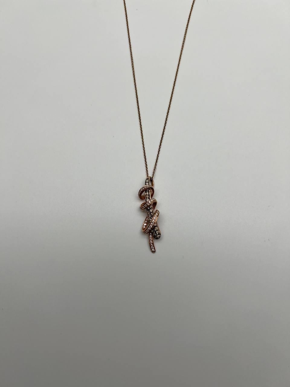 Donna Collana con ciondolo a vortice in oro rosa 18 carati Whiting Champagne Cognac Diamonds in vendita