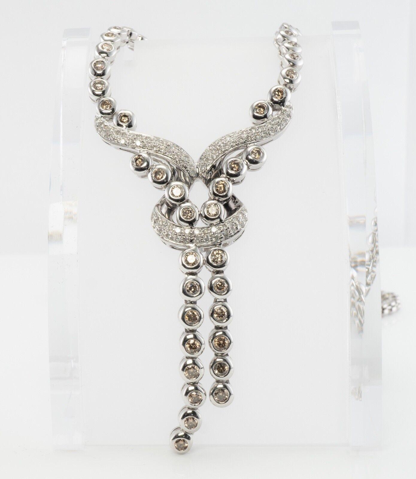 Weiß & Champagner Diamant-Halskette 18K Gold 3.84 TDW im Angebot 5