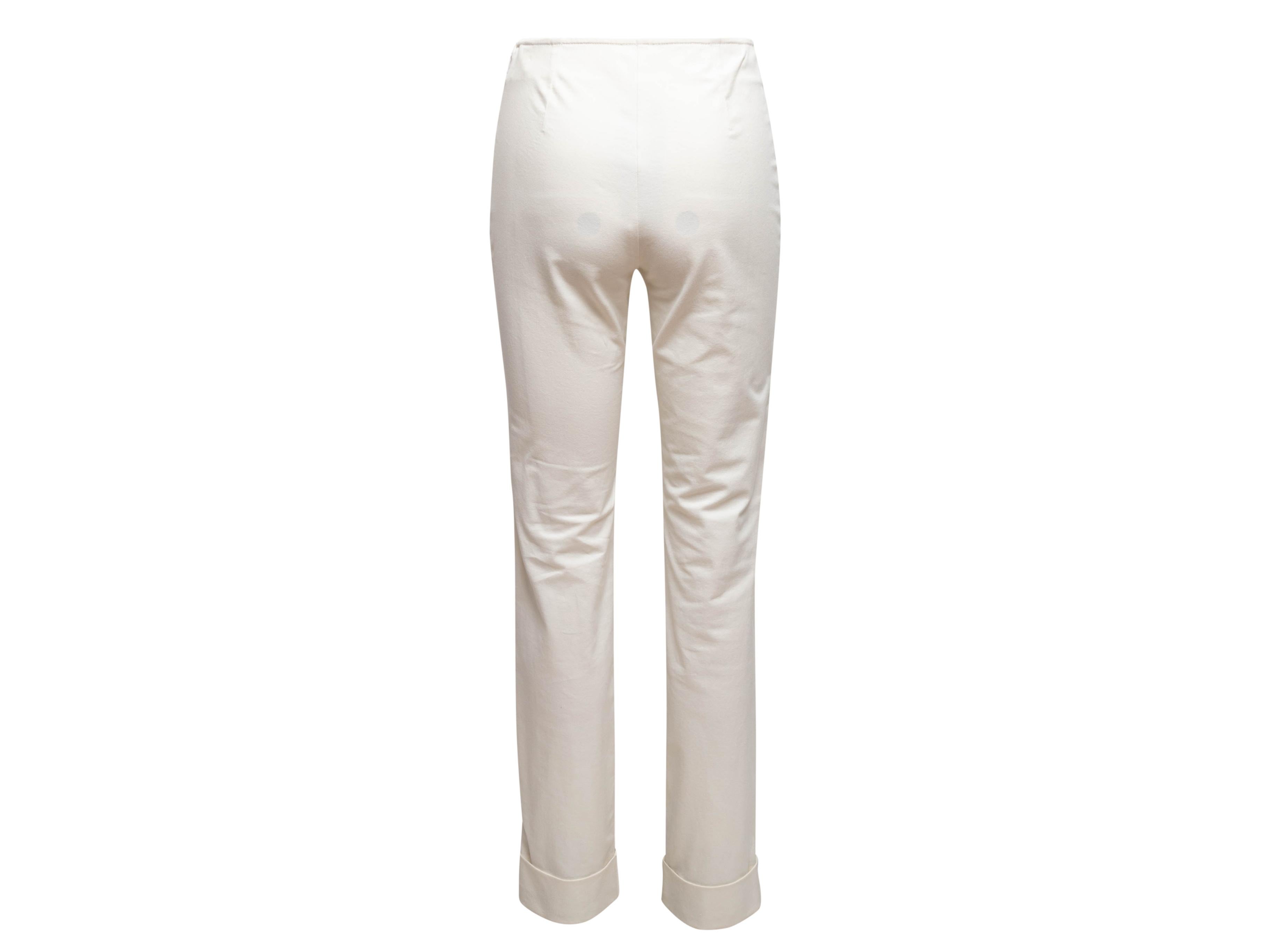 White Chanel Cuffed Straight-Leg Pants Size FR 36 In Good Condition For Sale In New York, NY