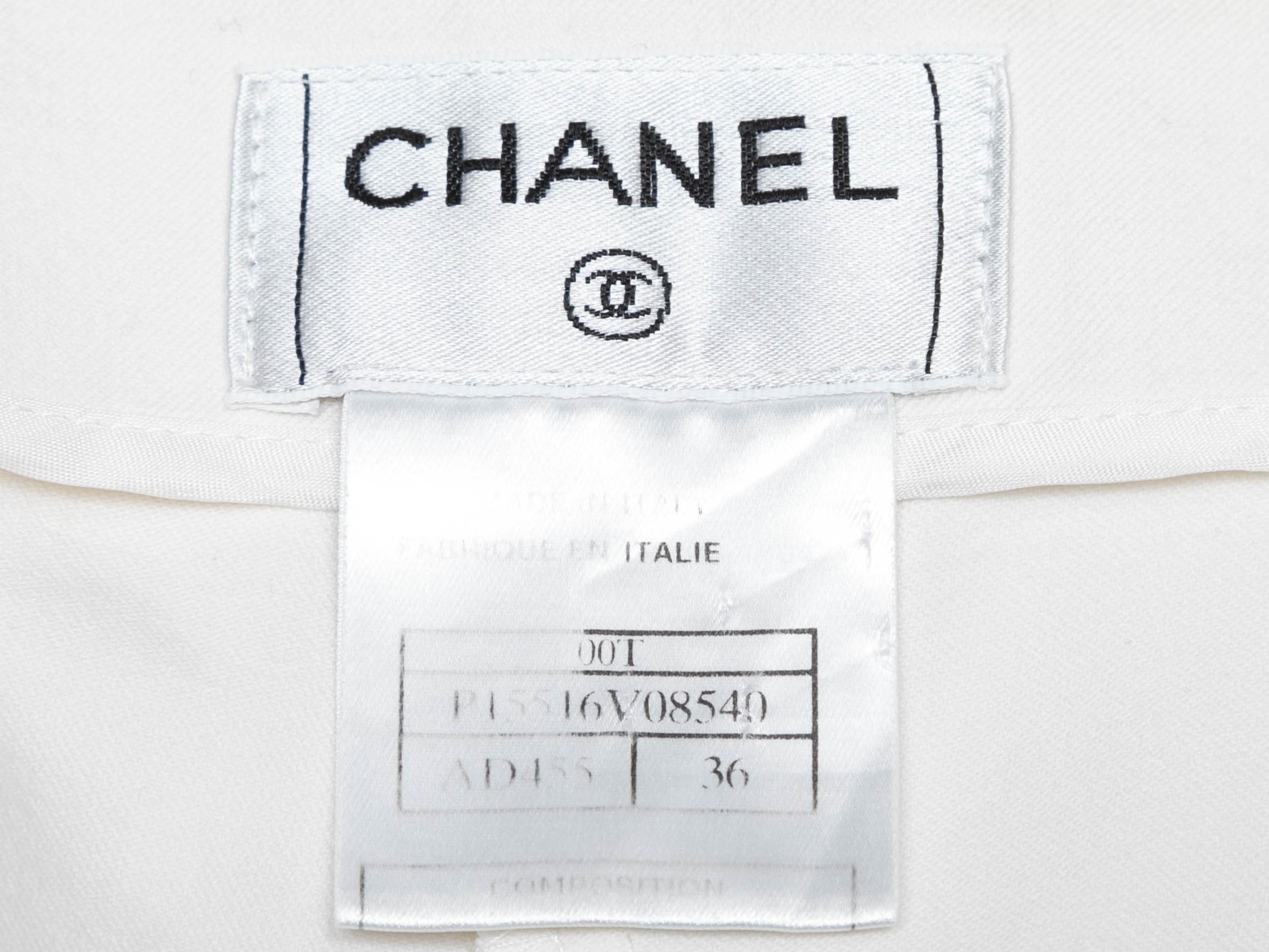 Women's or Men's White Chanel Cuffed Straight-Leg Pants Size FR 36 For Sale
