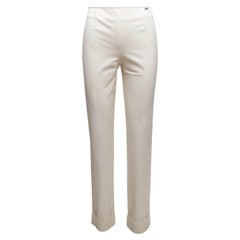 Pantalones blancos Chanel de pierna recta con puños Talla FR 36