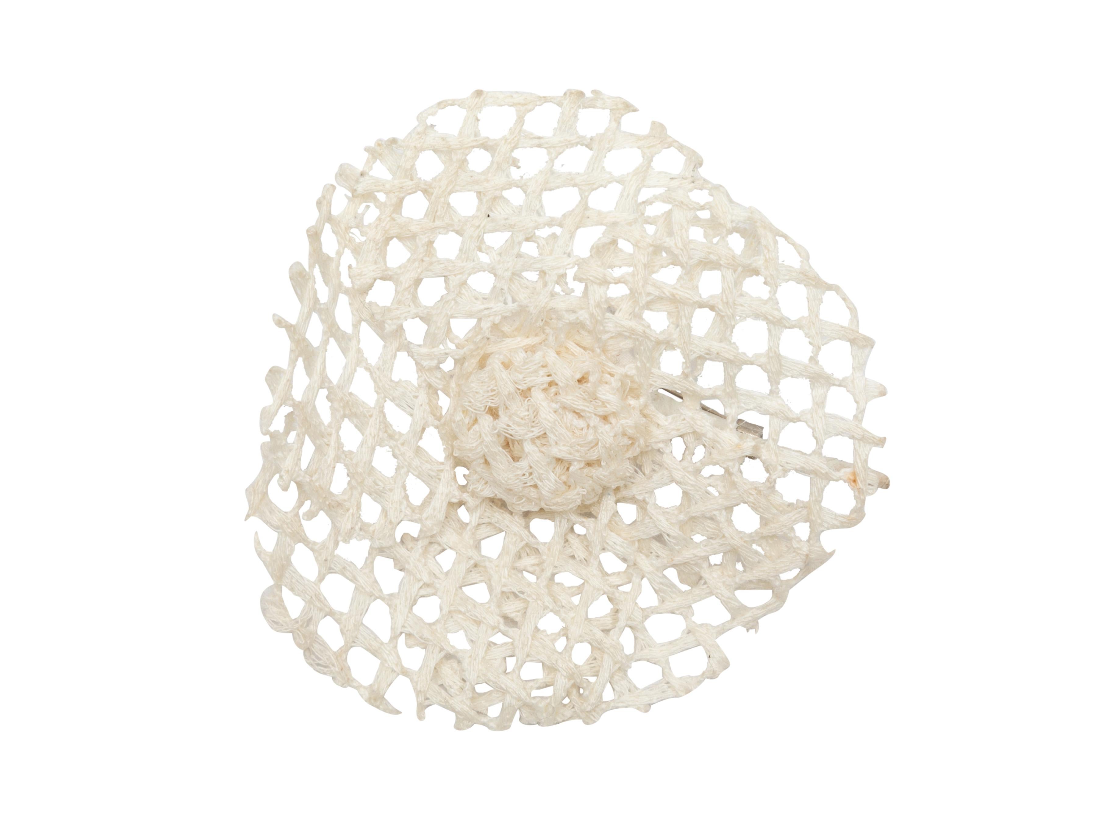 White mesh camellia lapel pin by Chanel. 3.5