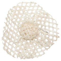 Used White Chanel Mesh Camellia Lapel Pin