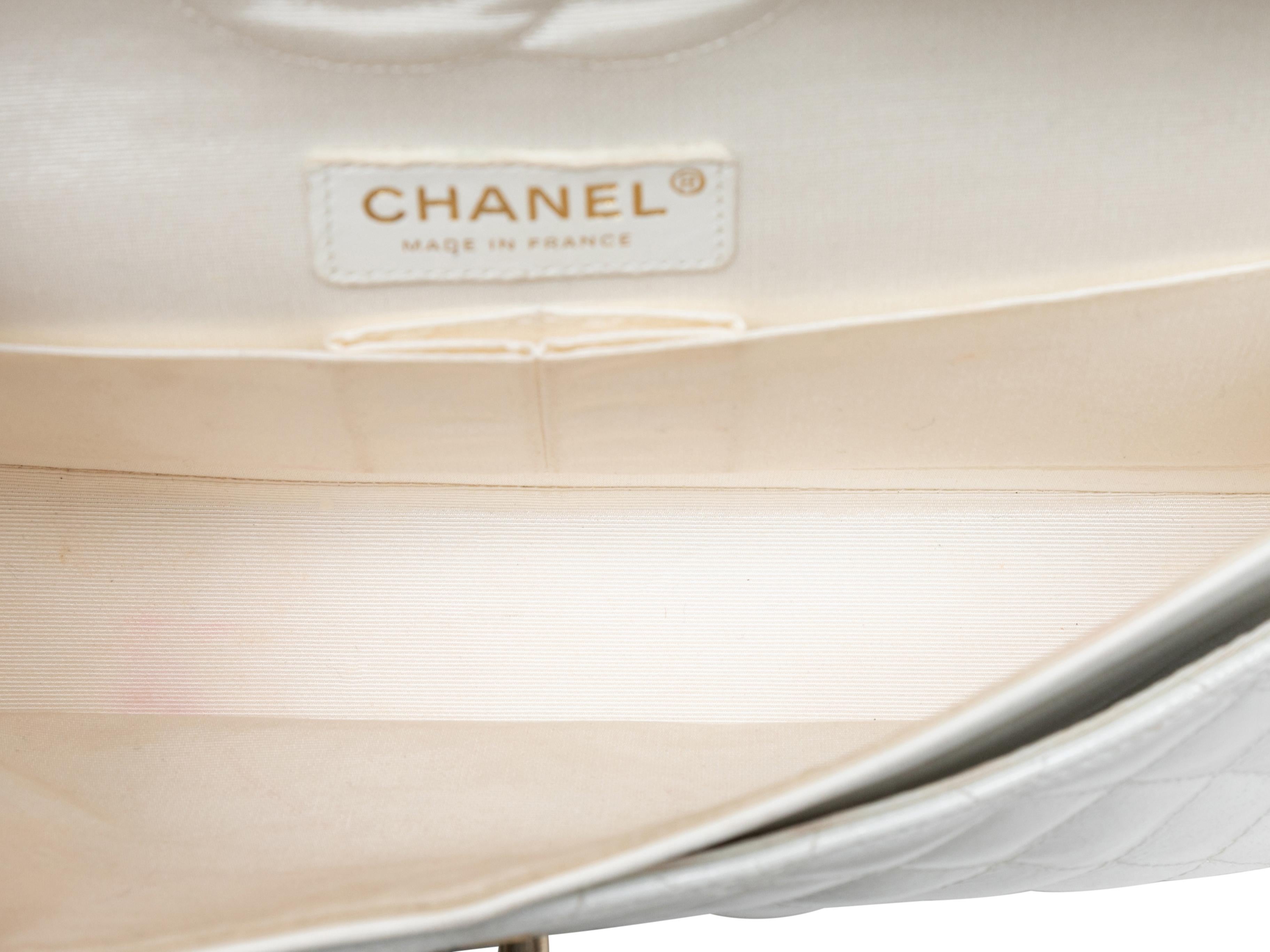 White Chanel Patent Glitter Medium Double Flap Bag For Sale 1