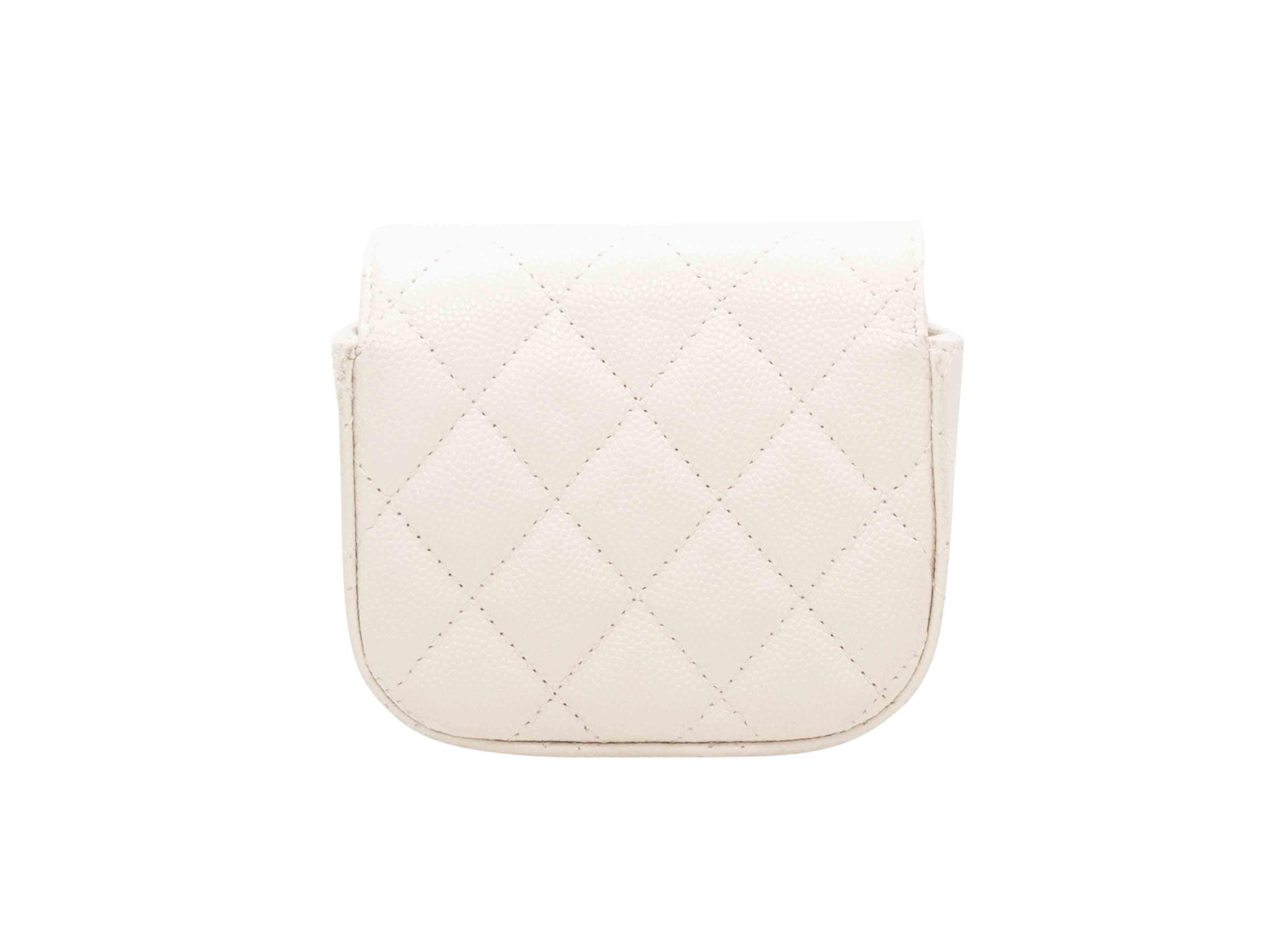 Weiße Chanel gesteppte Crossbody-Geldbörse an einer Kette im Angebot 3