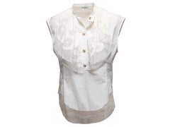 White Chanel Sleeveless Ruffle-Trimmed Top Size FR 38