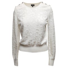 Weißer Chanel Tonal gemusterter Strickpullover Größe FR 38