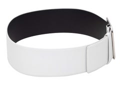 White Chanel Wide Leather Belt Size US S