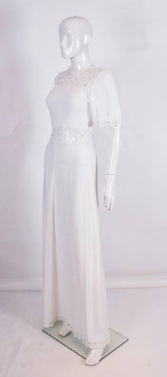 White Cheesecloth Summer Dress with Crochet Detail