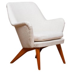 White Linen 'Pedro' Armchair By Carl Gustav Hiort Af Ornäs. Finland 1950s