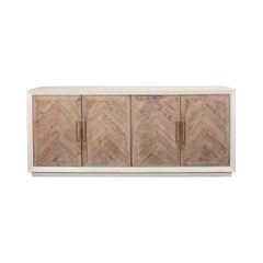 White Chevron Reclaimed Wood Buffet Cabinet
