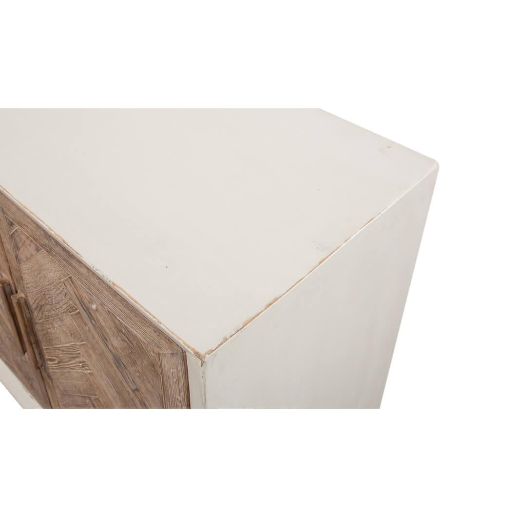 White Chevron Reclaimed Wood Buffet Cabinet In New Condition For Sale In Westwood, NJ