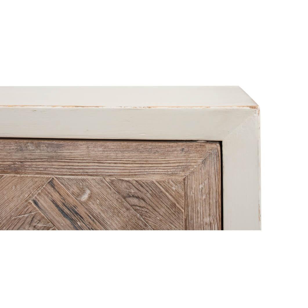 White Chevron Reclaimed Wood Buffet Cabinet For Sale 1