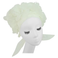 White Chiffon Petals Head Kerchief Scarf, 1960's