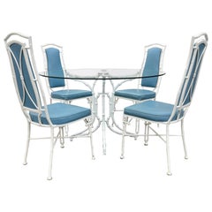 White Chinese Chippendale Bamboo Patio Set by Kessler
