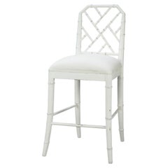White Chinese Chippendale Counter Stool