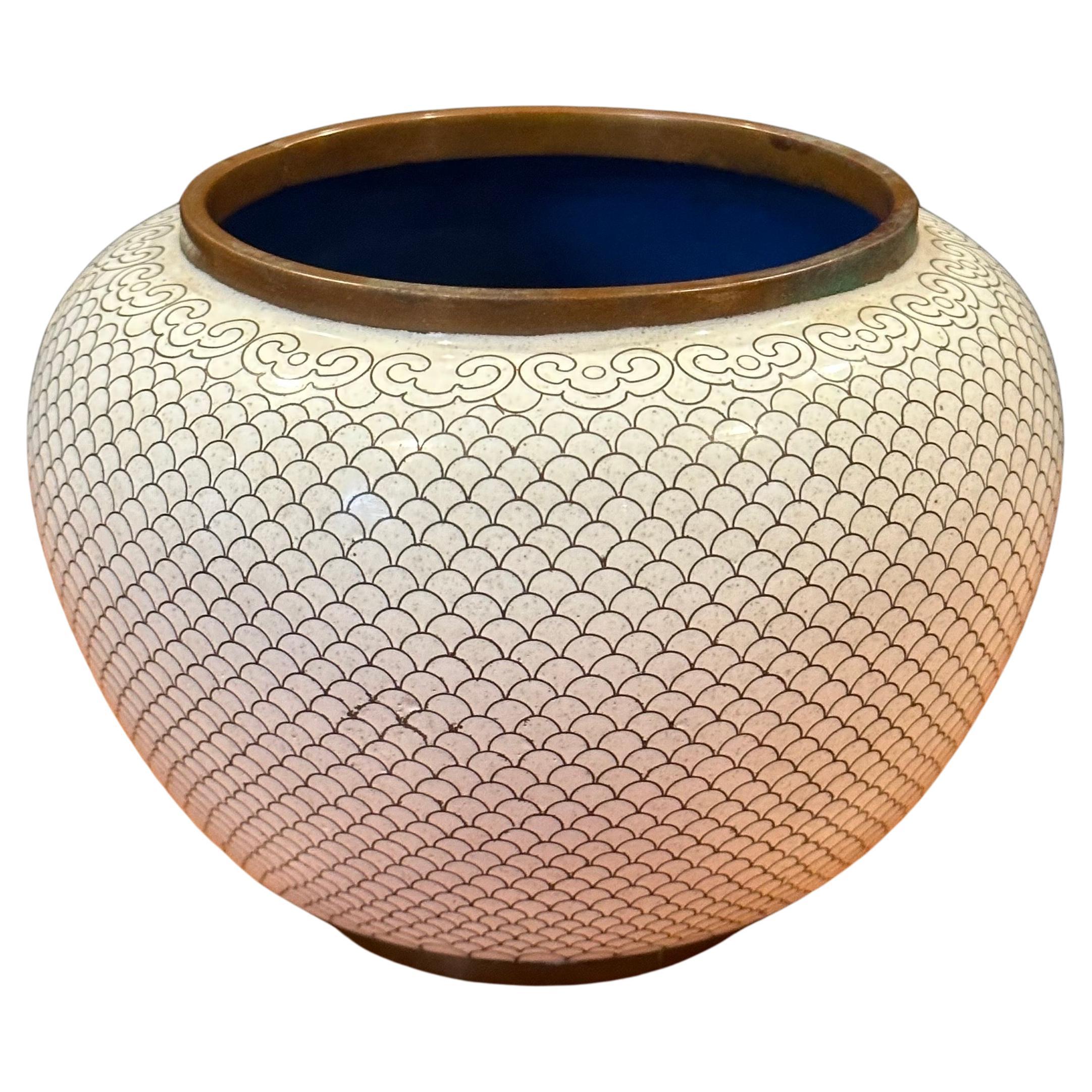Vaso cinese cloisonné bianco