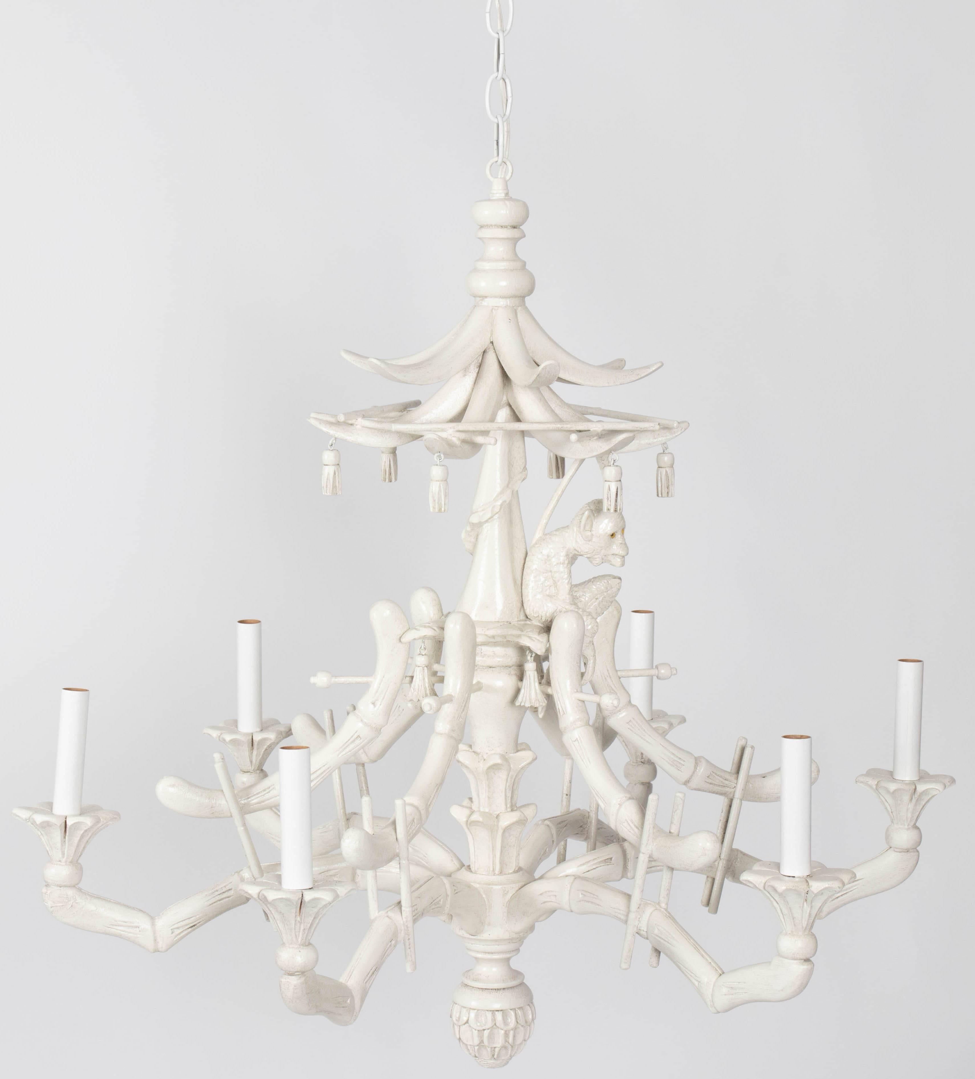 white bamboo chandelier