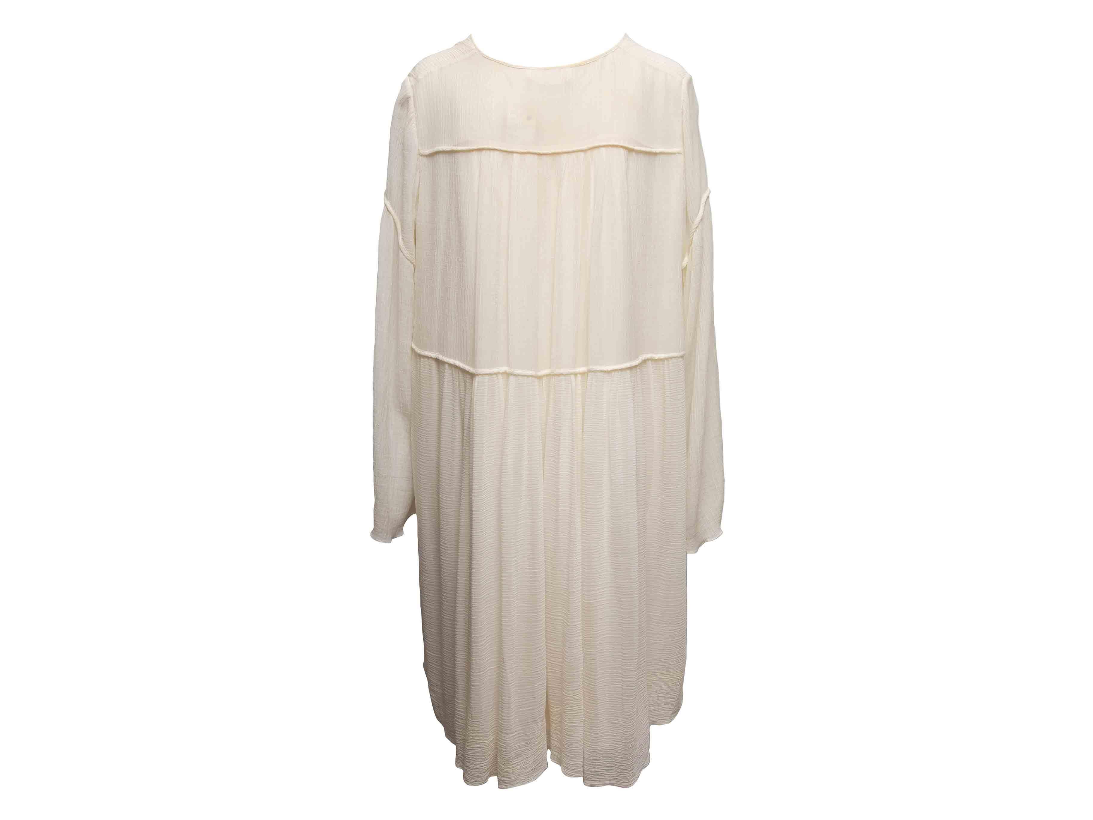 Blanc Robe à manches longues en coton et soie de Whiting Taille FR 44 en vente