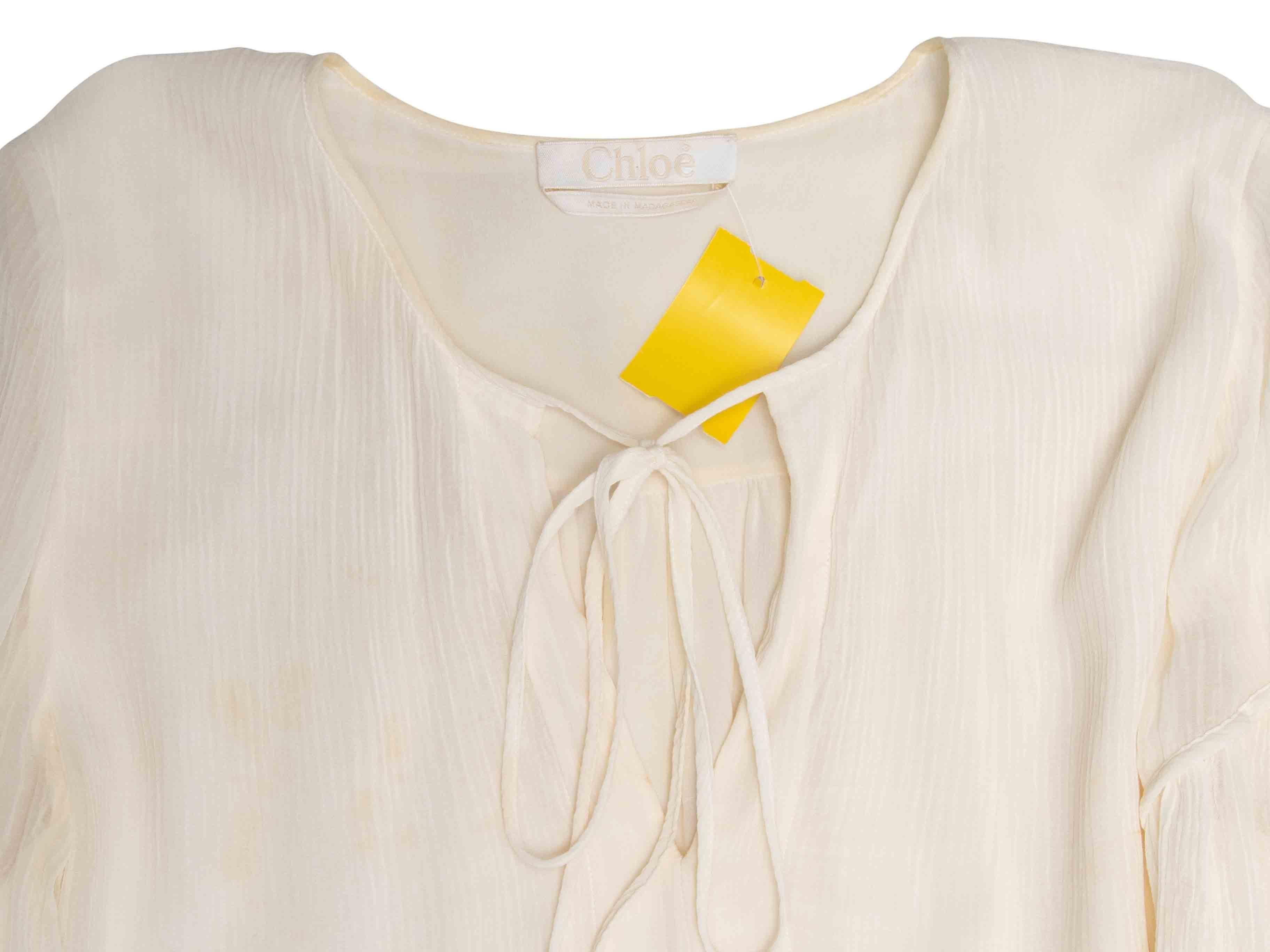 Robe à manches longues en coton et soie de Whiting Taille FR 44 Bon état - En vente à New York, NY