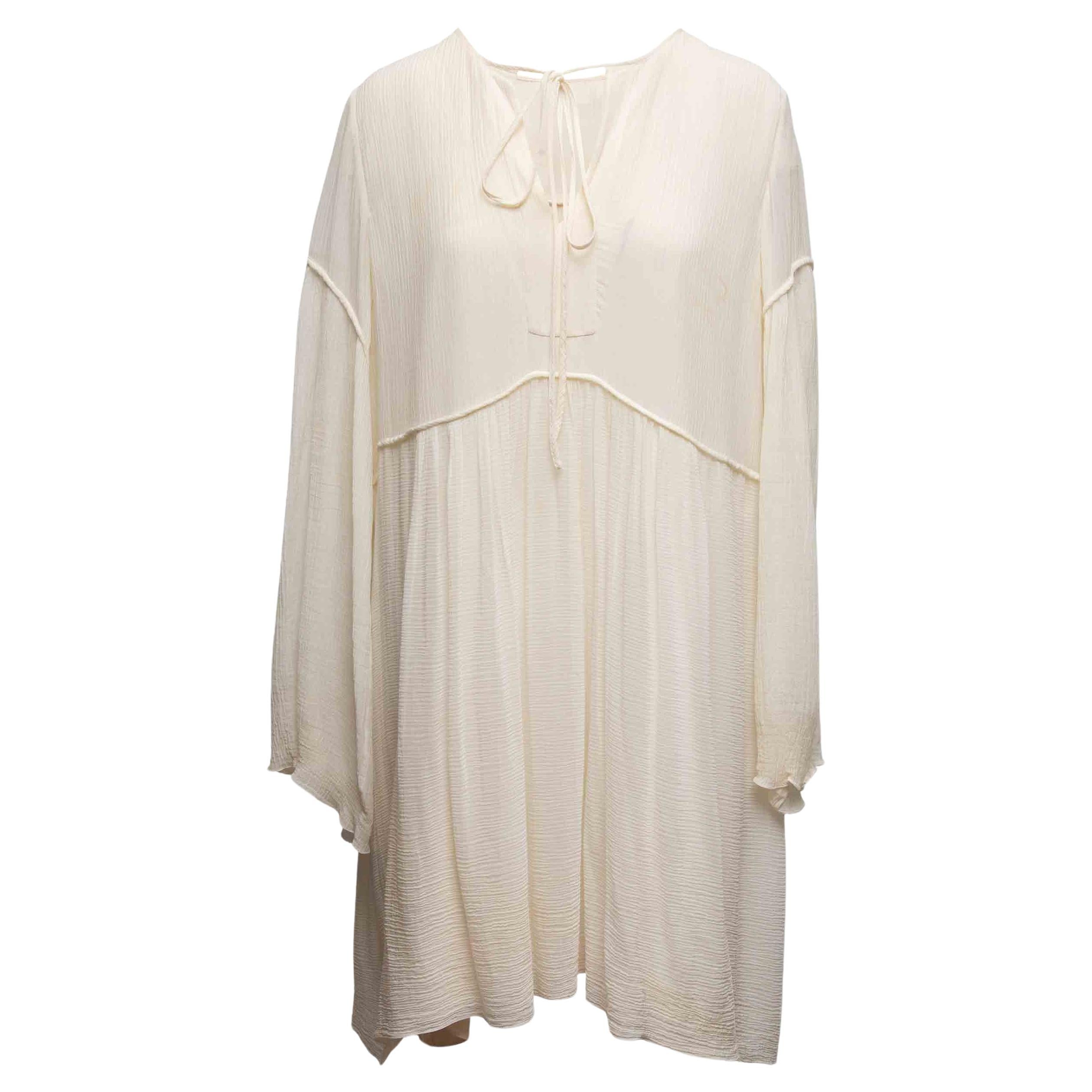 Abito a maniche lunghe Chloe in cotone e seta di colore bianco taglia FR 44