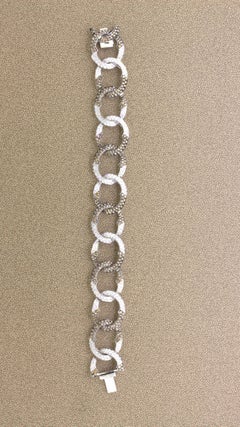 White & Chocolate Colored Diamond 18K White Gold Link Bracelet