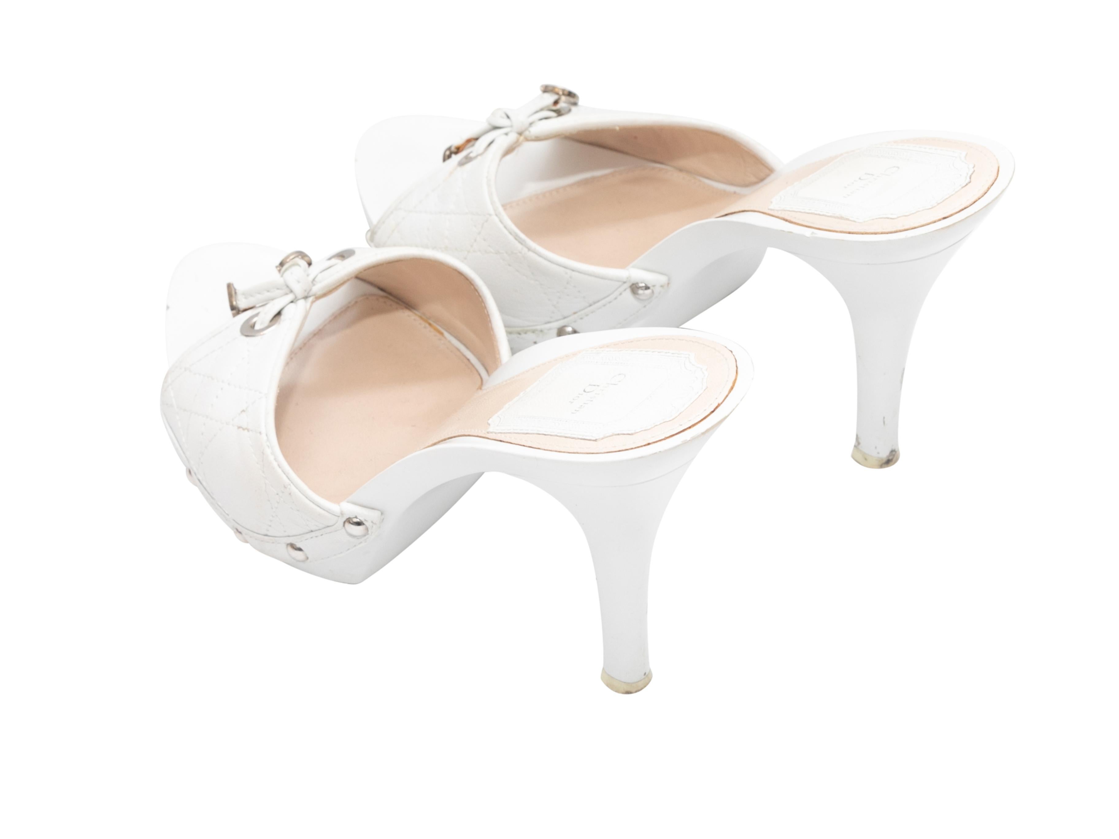 Women's White Christian Dior Cannage Heeled Sandals For Sale