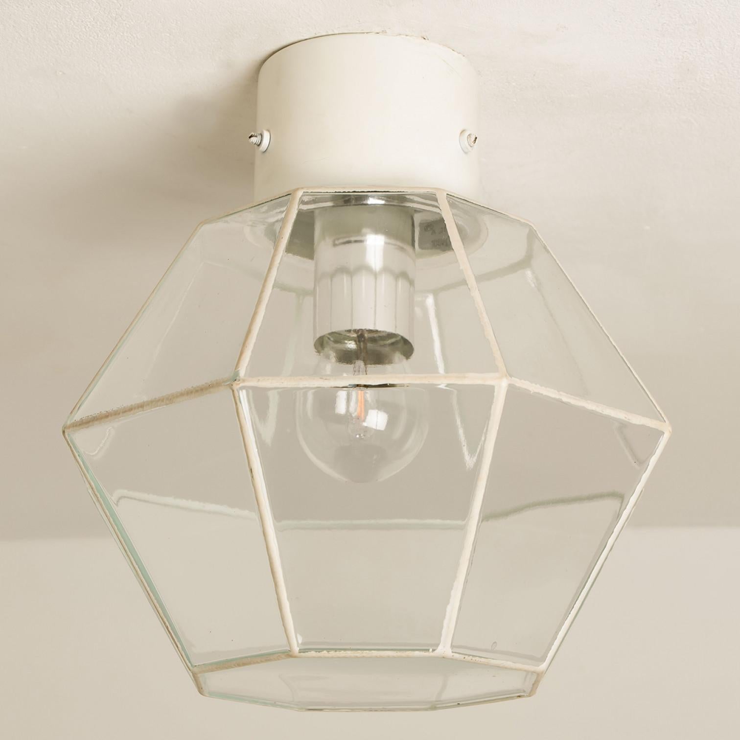 Allemand Montures encastrées en chrome blanc et verre transparent par Limburg, 1970 en vente