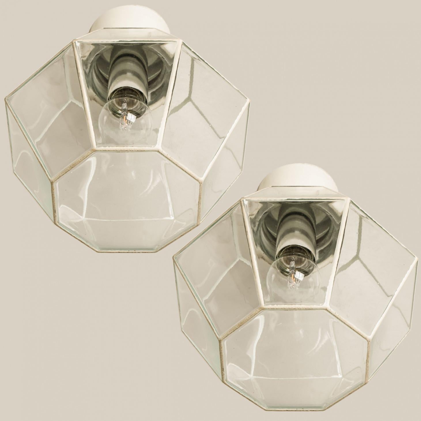 Montures encastrées en chrome blanc et verre transparent par Limburg, 1970 Bon état - En vente à Rijssen, NL