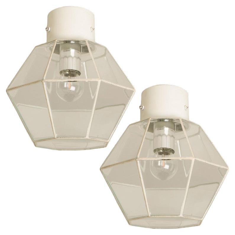Montures encastrées en chrome blanc et verre transparent par Limburg, 1970 en vente