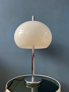 Dijkstra Space Age Pilz-Tischlampe aus weißem Chrom, 1970er Jahre