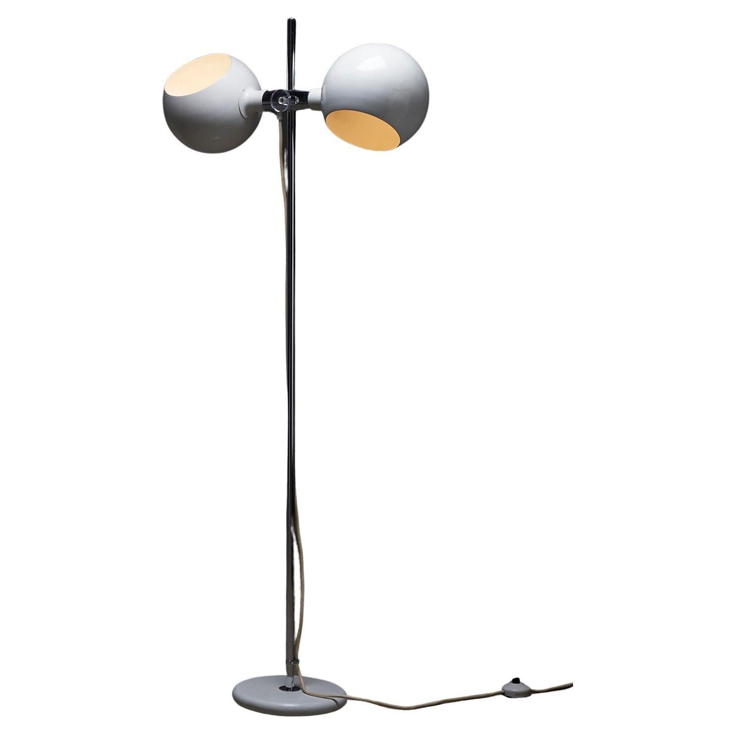 White 
Chrome "Eyeball" Adjustable Floor Lamp by Cosack, 1960s