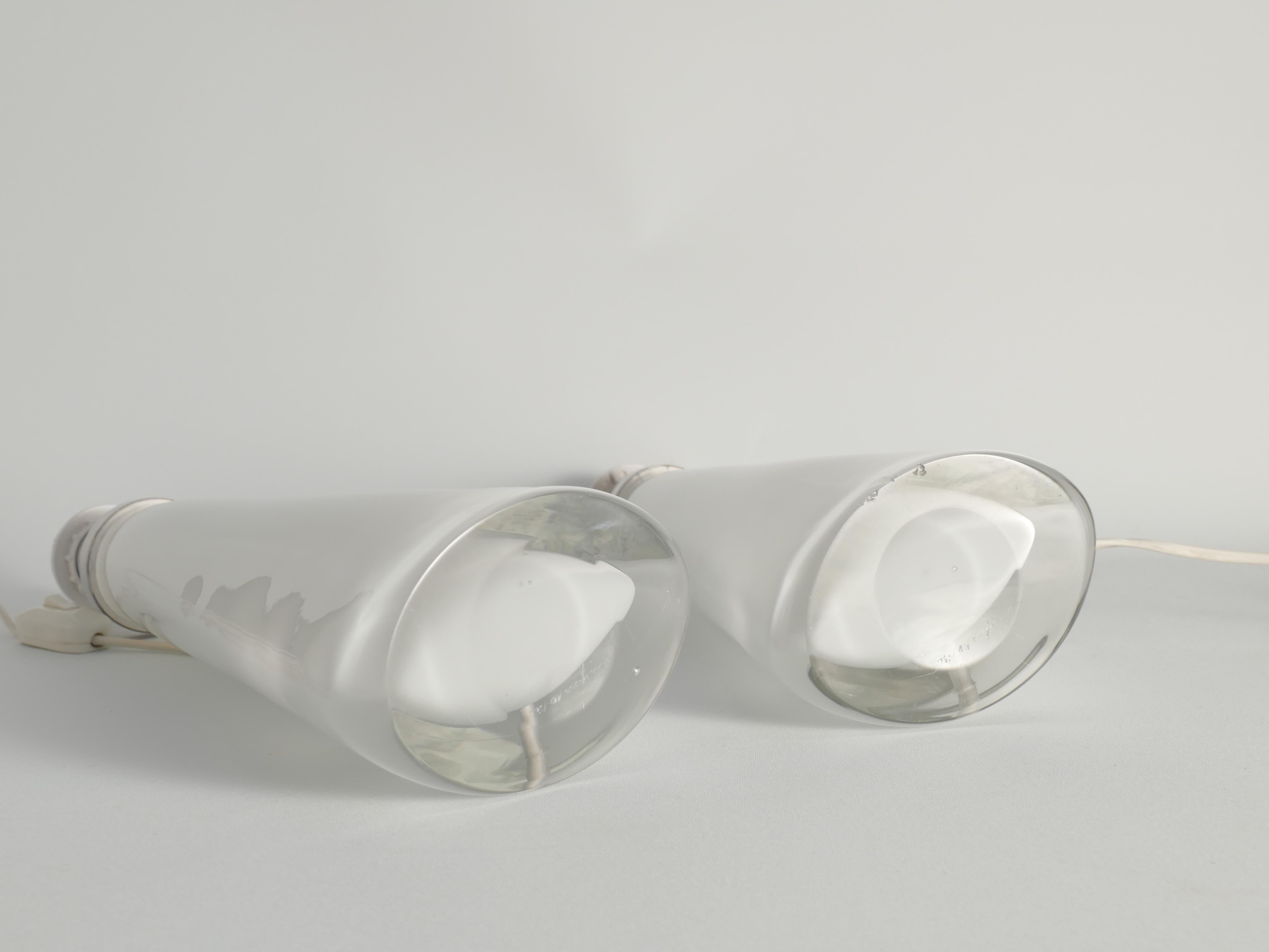 Große Tischlampen aus weißem Kristallglas, Carl Fagerlund, Orrefors, 1960, 2er-Set im Angebot 3