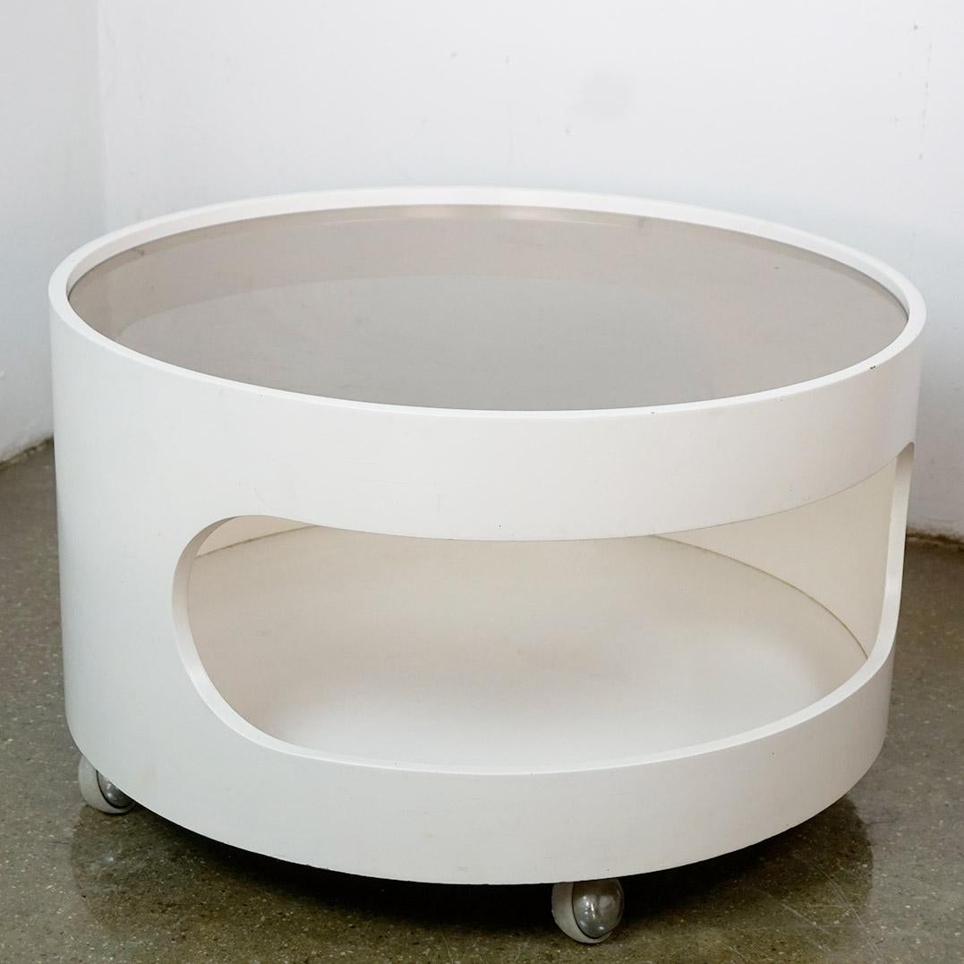 Lacquered White Circular Space Age Coffee Table by Opal Germany For Sale