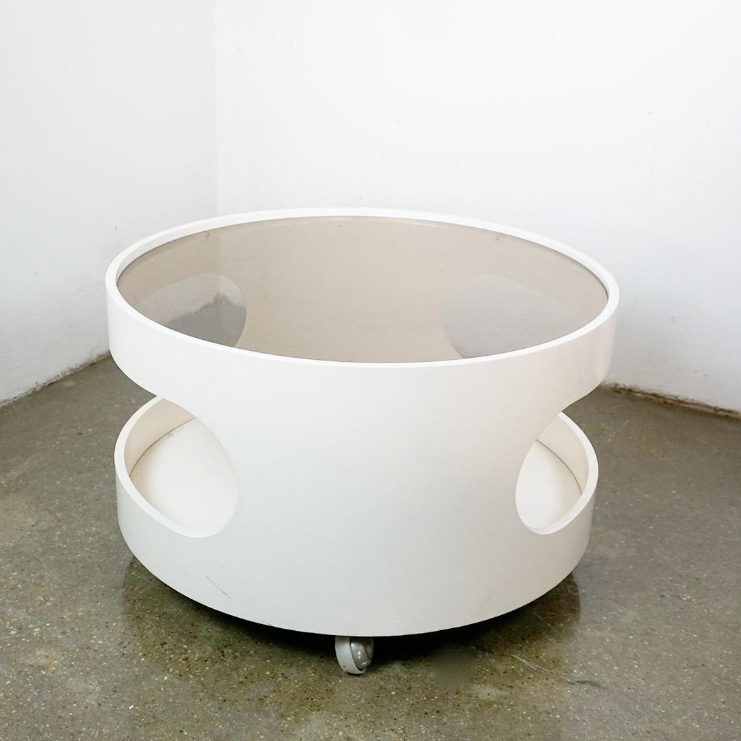 Mid-20th Century White Circular Space Age Coffee Table by Opal Germany For Sale