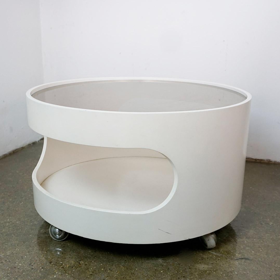 White Circular Space Age Coffee Table by Opal Germany For Sale 2