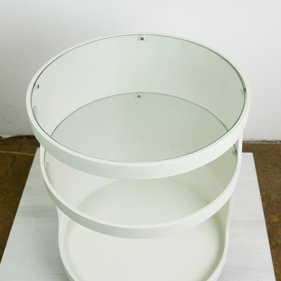 Lacquered White Circular Space Age Bar Trolley by Opal Germany For Sale