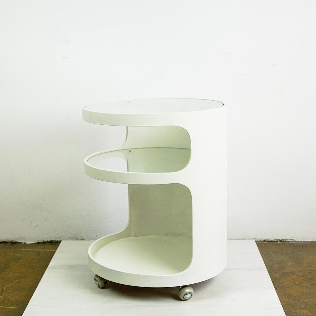 White Circular Space Age Bar Trolley by Opal Germany In Good Condition For Sale In Vienna, AT