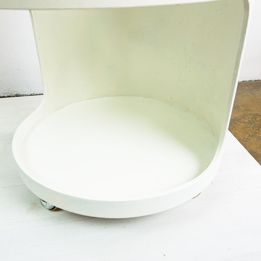 Metal White Circular Space Age Bar Trolley by Opal Germany For Sale