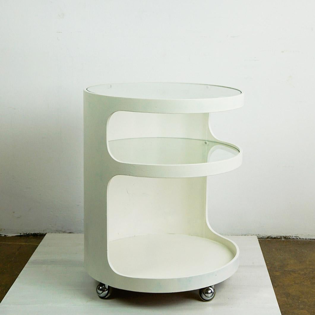 White Circular Space Age Bar Trolley by Opal Germany For Sale 2