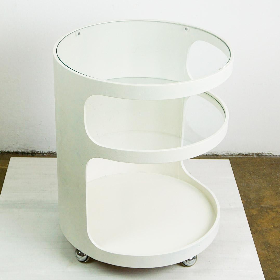 White Circular Space Age Bar Trolley by Opal Germany For Sale 3