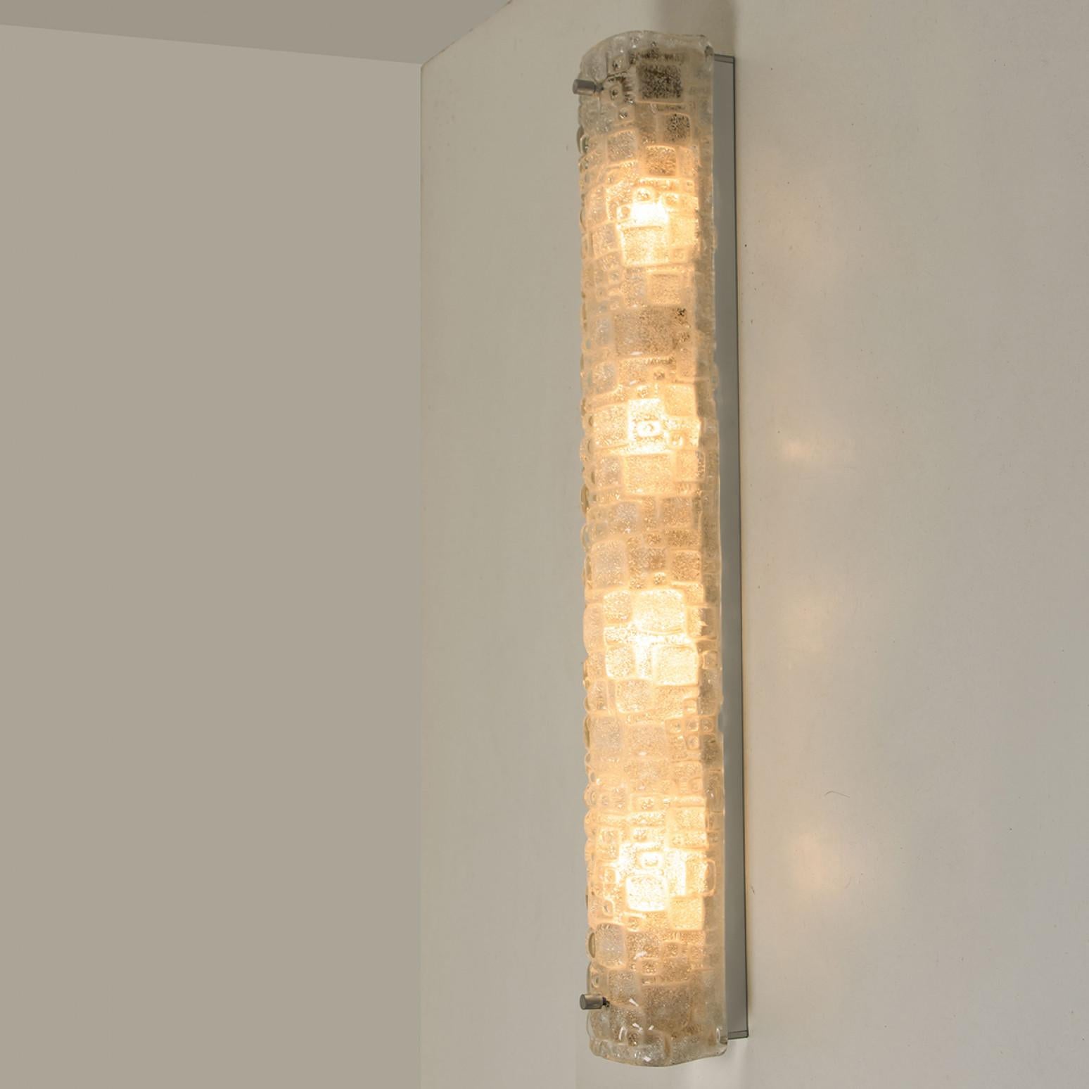 Other White Clear Bubbled Glass Wall Lights by Hillebrand, Germany, 1960s For Sale